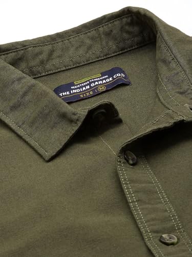 Image of The Indian Garage Co Men Regular Fit Solid Full Sleeves Cutaway Collar Casual Shirt