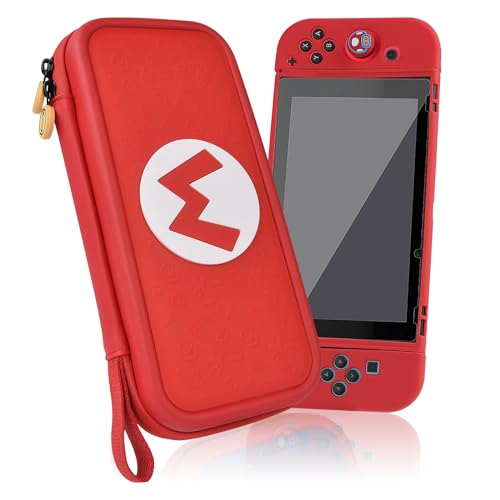 Vicloon Funda para Nintendo Switch Silicona,Funda Accesorios para Nintendo Switch OLED,Funda Compatible para Switch con 10 Ranuras,Protector de Pantalla,Funda OLED ,Cable USB,Funda para Mando