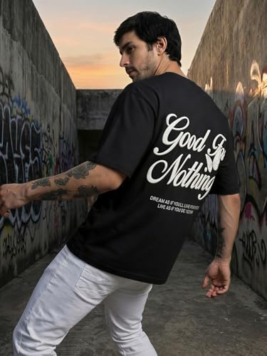 Image of TOXA Men's Pure Cotton Oversized Fit Tshirt | Oversized Baggy Fit Tee with Drop Shoulder | Cool and Stylish Graphic Printed Design Half Sleeve T-Shirt (Available Sizes: S to 2XL)