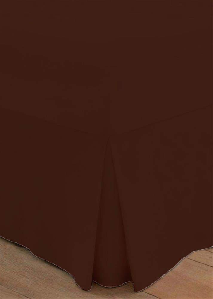 DL Egyptian Cotton - Valance Fitted Sheet - Box Pleated - Plain Dyed - T200 Thread - Double Size Bed - Chocolate — image 1