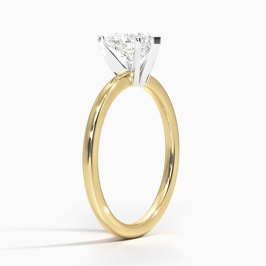 Miniatura 2 de Ssjewel 2 Ct Heart Shape Diamond Classic Solitaire Rings 14K Yellow Gold Finish Engagement Rings Fine 925 Sterling Silver Handmade Customized