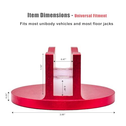 Image of Universal Magnetic Large Slotted Jack Pad Adapter -Aluminum Jack Puck Pinch Weld Frame Rail Adapter for Most Cars (2, Red)