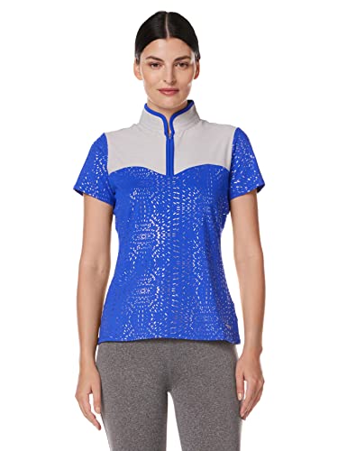 Cutter & Buck Annika Women's Moisture Wicking Upf 50+ Colorblock Short Sleeve Mock Shirt, Hero, Xsmall #TOP18