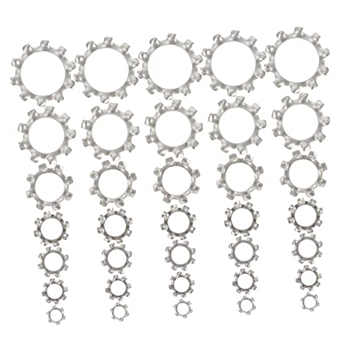 HOLIDYOYO 280pcs External Serrated Lock Washers Locking Tooth Washers for Fasteners Easy to Use