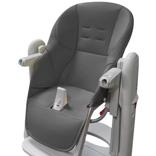 High Chair Cover Replacement Suitable for Peg Perego Tatamia High Chair Seat Soft Cushion Comfortable Cushion PU Leather Gray