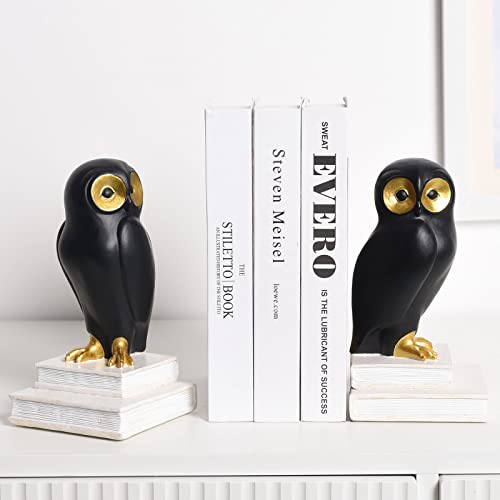 Kakizzy Owl Book End To Hold Books Heavy Duty, Unique Book Shelf End Holders For Kid Room Black Owl Bookends For Birds Lovers Luxurious Bookends Sturdy Bookends For Office Decorative (Owl-Black) #TOP2