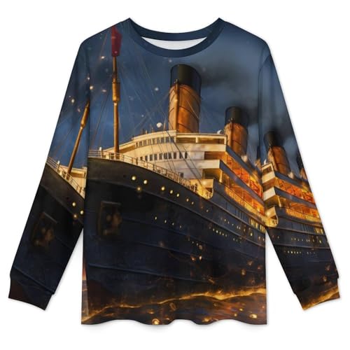 Titanic Cruise Ship Voyage Men's Pajama Set Long Sleeve Sleepwear Pjs Soft Crewneck Shirts And Bottoms3