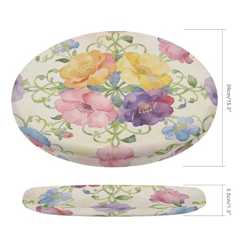Cojín circular suave de 15.3 pulgadas con estampado floral de vides 3