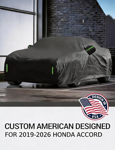 Image of Proadsy 2026 Upgrade Car Cover for Honda Accord 2019-2025 2026, Waterproof All Weather for Automobiles, Windproof Snowproof Rain Hail Sun UV Protection Full Outdoor Indoor Exterior Car Covers, Black