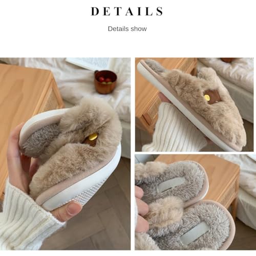 Women's Fuzzy Slippers All Over Plush Lady’s Comfy Densely Long-haired Scuff Closed-Toe Warm Cozy Fluffy Indoor Bedroom4