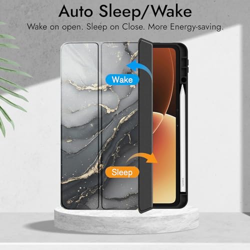 Image of Robustrion Cover for Xiaomi Pad 8 /8 Pro / 7 /7 Pro Cover Case 11.2 inch, Hybrid Flip Cover with [Transparent Back] and [Pencil Holder] for Xiaomi Mi Pad 7 /8 Cover [Auto Sleep Wake] - Ocean Black