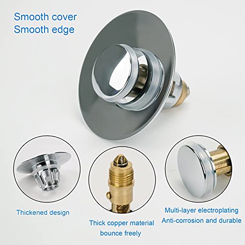 Upgraded Edition Stainless Steel Bullet Core Push Type Basin Pop-Up Drain Filter, No Overflow Bounce Core Push-Type Converter Sink Drain Plug With Basket(For 1.1''~1.96'' Diameter Drains) #TOP5