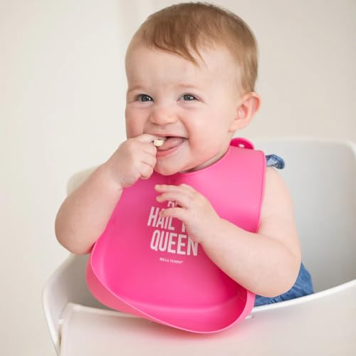 Baby Bib for Eating by Bella Tunno, Waterproof Silicone Bib with Large Food Catcher, Adjustable Fit for Babies 4-12 months & Toddlers 1-3 Years, Boys & Girls, All Hail The Queen2