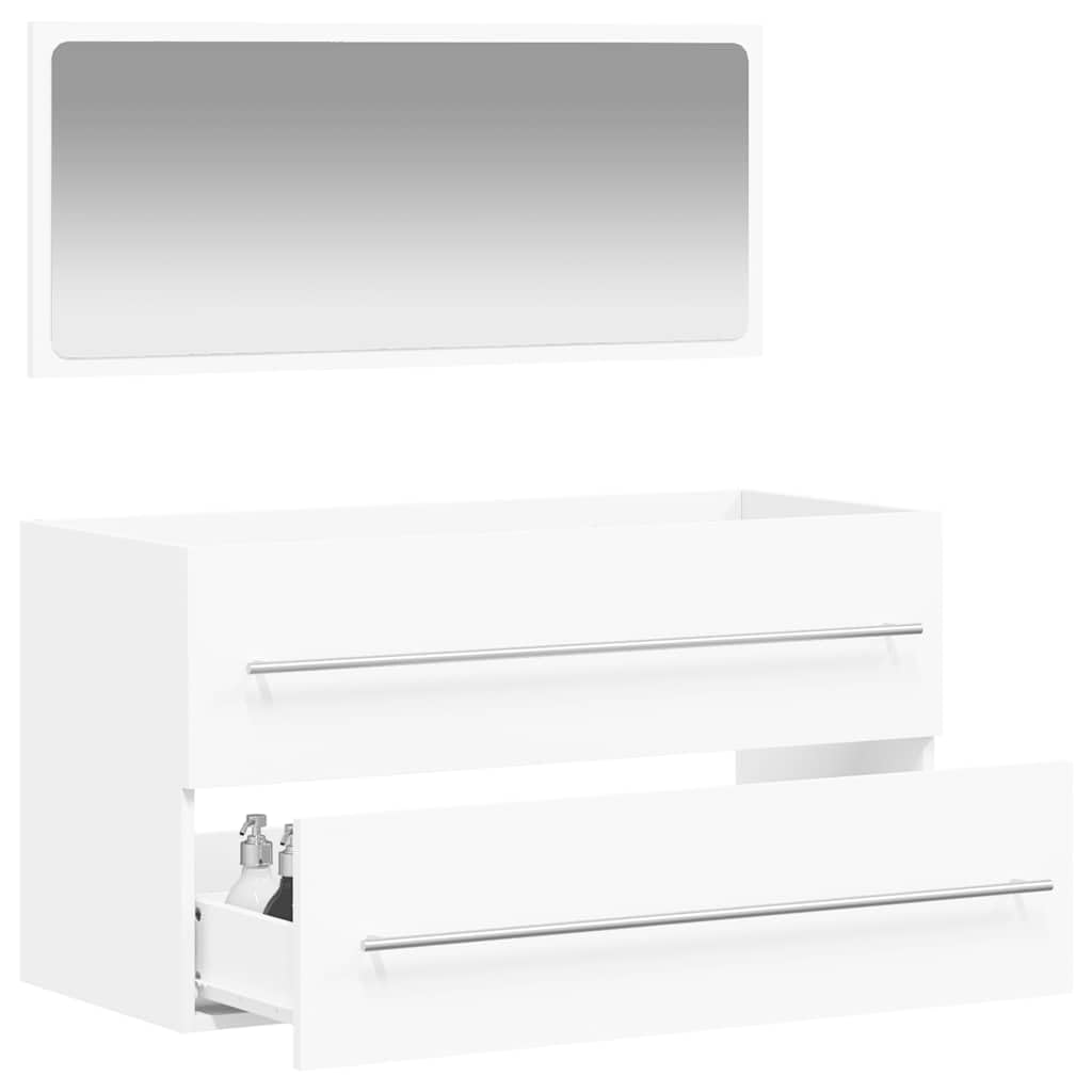 SYDE Armario de Baño con Espejo, Madera de Ingeniería Blanco | Montaje en Pared, Amplio Almacenaje, Resistente a la Humedad, Diseño Minimalista