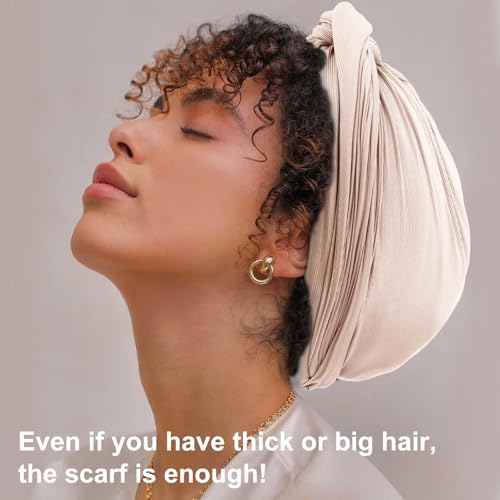 Image of DRESHOW African Turban for Women Knotted Hairwraps Headwraps Ribbed Turban Stretch Jersey Head Scarf Chemo Cancer Cap