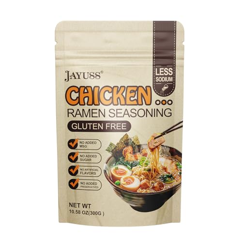 JAYUSS Ramen Seasoning Less Sodium Chicken Instant Ramen Seasoning Powder 10.58 Oz Gluten Free, Non-Gmo, No MSG Premium Instant Noodle Soup Powder 300G