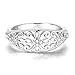 Hapour 925 Sterling Silver Ring for Women, Victorian Leaf Filigree Vintage Ring with CZ Stones Simple Statement Eternity Rings Everyday Unique Wedding Band Size 7