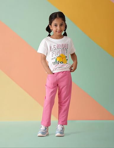 Image of Amazon Brand - Symbol Kids Girls Cotton Blend Straight Fit Track Pant