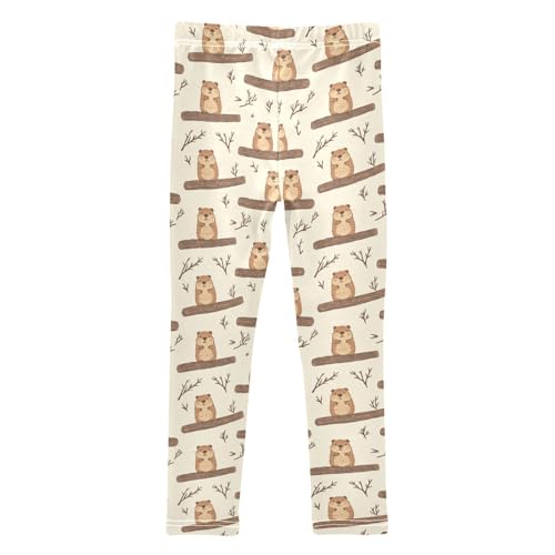 Girls Leggings Soft Toddler Ankle Length Bottoms Beaver Kids Dance Yoga Pants 4-10 Years2