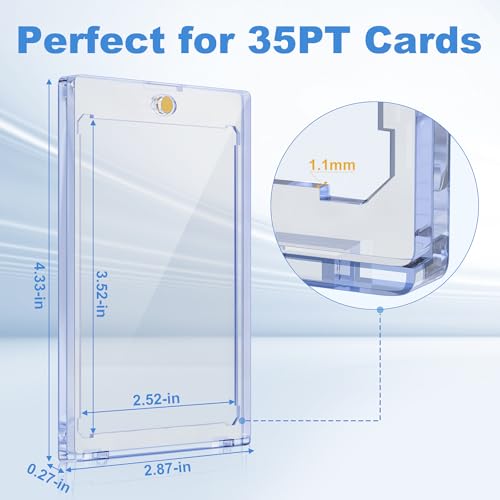 Image of 100ct Magnetic Card Holder, 35pt Trading Card Holder, U-V Protection | Hard Plastic Card Protectors, Ultra Clear Baseball Card Holder Fits Baseball, Football and Game Cards