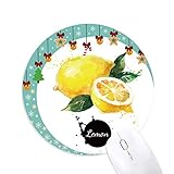 Lemon Fruit Geschmackvoll Gesunde Wasserfarbe Maus Pad Jingling Bell Round Rubber Mat