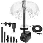 15W 800L/H Submersible Pond Fountain Pump with LED Lights, Ultra Quiet Water Pump, Pond Fountain Pumps for Small Pond, Garden, Aquarium, Fish Tank, Indoor Outdoor Fountain 3 Type Nozzle (White)