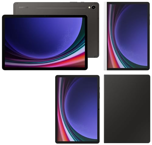 Image of Samsung Galaxy Tab S9 RAM 12 GB, ROM 256 GB Expandable, S Pen in-Box, Wi-Fi + 5G Tablet, Gray with S9 Screen Protector, Transparent & S9 Notepaper Screen, White & S9 Book Cover Keyboard, Black