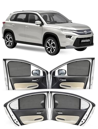 Image of Autofact Car Sunshades for Toyota Urban Cruiser Hyryder, UV Protection, Useful Car Accessories, Custom fit Sun Shades for Side Windows, Set of 6