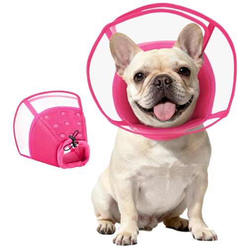 Kuoser Medium Dog Cone Collar After Surgery, Soft Cone for Dogs to Stop Licking, Breathable Pet Recovery Collar Comfy Elizabethan Collars, Adjustable