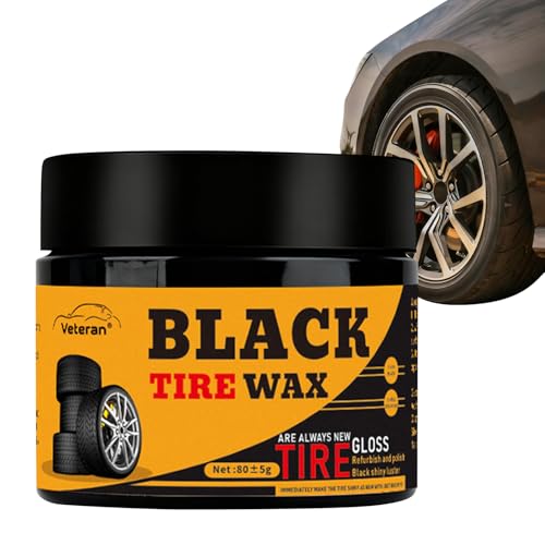 pour Pneus - 80g Soin des Pneus Auto, Pâte de Revêtement Longue Durée | Pâte Noire pour Rénovation des Pneu, Pneu Moto & Auto, Brillance Longue Durée, Protège le Caoutchouc, Nourrissante & Réno
