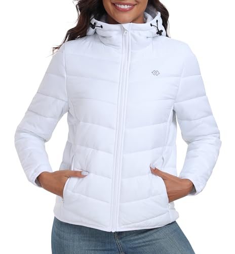 MoFiz Women's Puffer Jacket Lightweight Down Hoodie Full-zip Water-Resistant Quilted Padded Insulated Running Coat2
