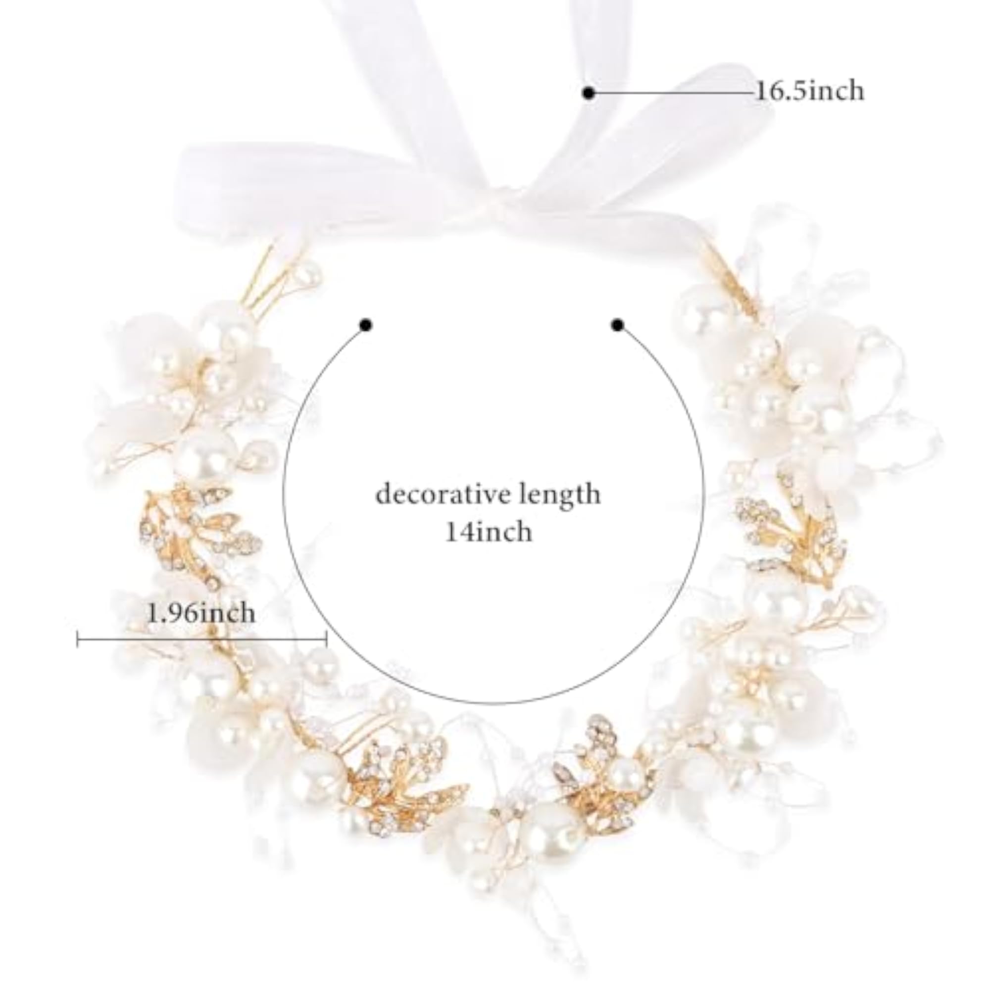 2Pcs Princess Headpiece Rhinestone Pearl Flower Headpiece