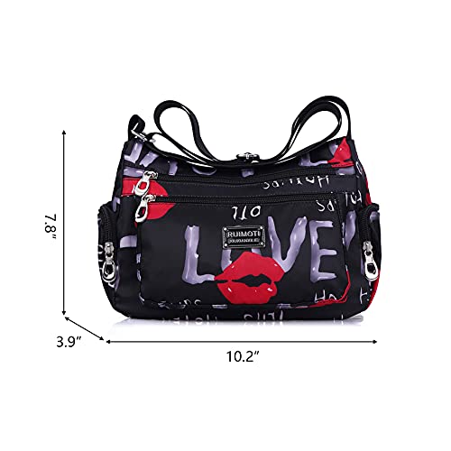 Image of NOTAG Crossbody Bags for Women Nylon Shoulder Bag Floral Multi-Pocket Purses and Handbags