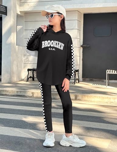 KANGKANG Girls Clothes Fall Winter Outfits Graphic Hooded Sweatsuits Sweatpants 2Pcs Set2