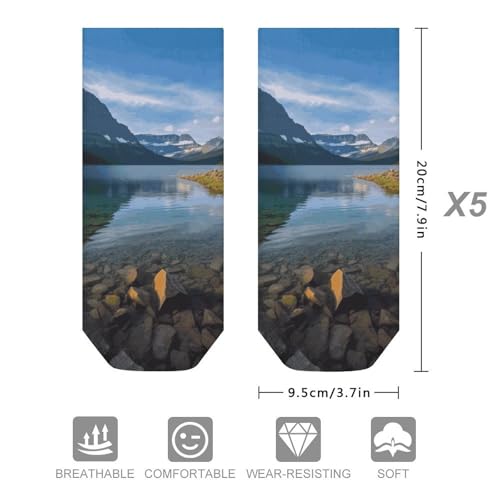 5 Pairs of Cotton Ankle Socks for Women Men Glacier National Park Low Cut Socks for Running Hiking No Show Athletic Sock2