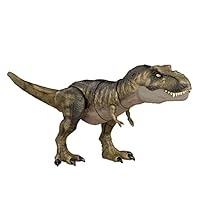 Jurassic World Dominion Dinosaur T Rex Toy, Thrash ‘N Devour Tyrannosaurus Rex Action Figure with Sound and Motion, HDY56