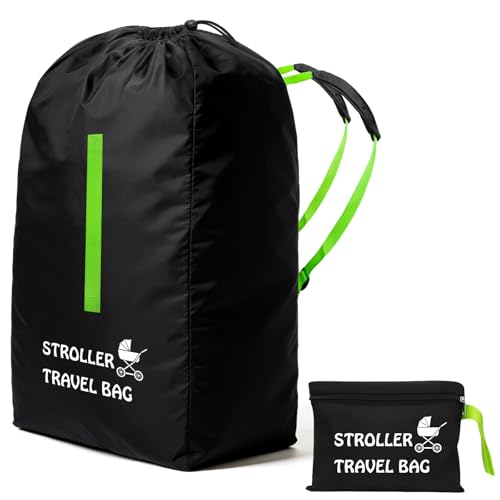 ASSRECT Transporttasche Kinderwagen, 120x63x43cm Universale & wasserdichte Hülle für Flugzeug, Robuste 600D Oxford Tasche mit Verstellbarem Schultergurt für Doppel/Einzel Buggy