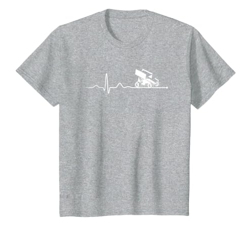Sprint CAR Racing: Sprint Car Racing Heartbeat T-Shirt, Youth, Heather Grey, Small