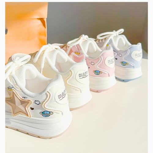 Chunky Platform Star Sneakers for Women Girl's Cute Skate Shoes Chic Y2k Casual Preppy Student Back School, Travel2