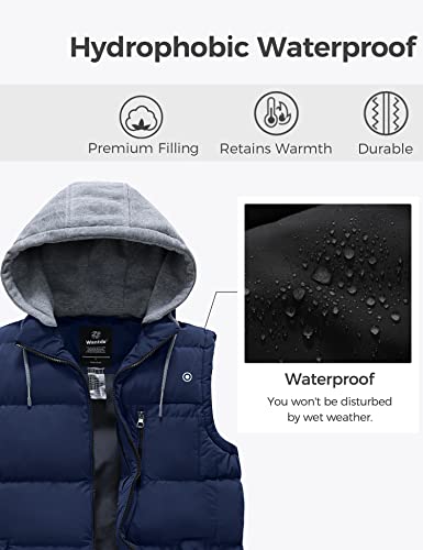 Wantdo Men's Waterproof Puffy Vest Winter Coat Warm Puffer Jackets Dark Blue M #TOP4