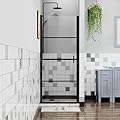 Goodyo Frameless Pivot Shower Door 32 in. W x 72 in. H Pivot Swing Shower Doors 1/5 in. Clear Tempered Glass Hinged Swing Shower Door Matte Black Finish