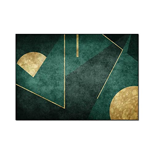 Tapis triangle géométrique moderne vert au tissage fin de haute qualité