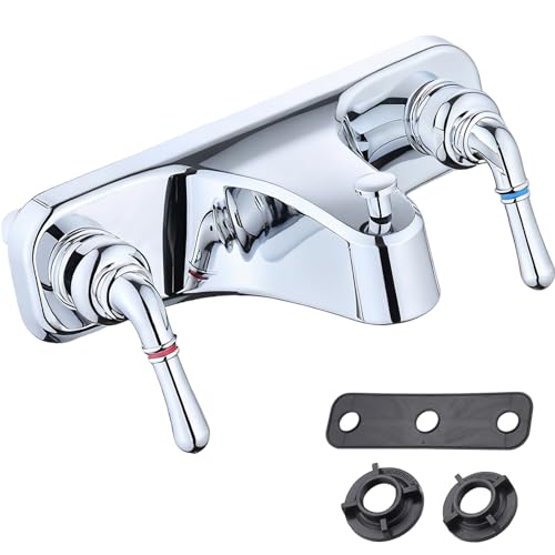 Tub/Shower Faucet 8 with Diverter for RV/Mobile Travel Home Economical Two Handle Classic Shower Faucet Center-Set 3 Color in Available (Chrome)