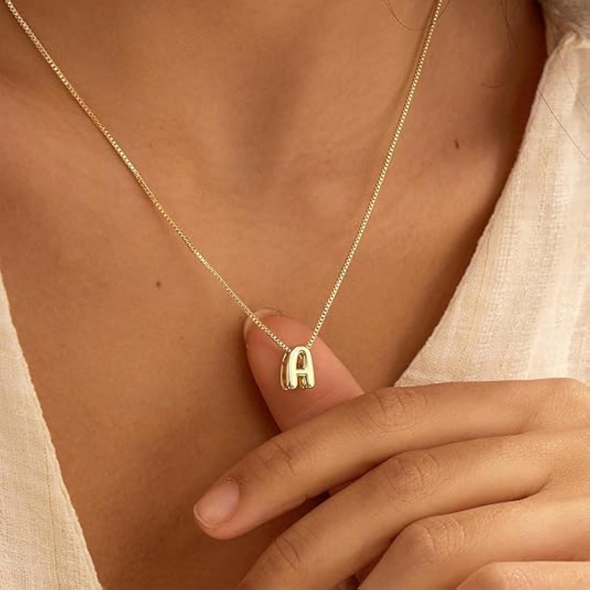 Women's 14K Gold Plated Cute Bubble Letters Choker Necklace
