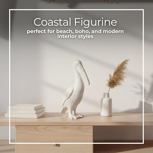 Figura Decorativa Pelícano Cerámica Blanca 14 in miniatura 4