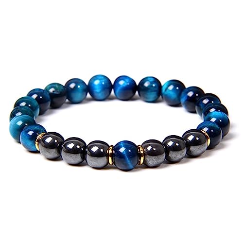 Bracelet Oeil de Tigre 8 mm élastique pour homme et femme, bijou de couple élégant