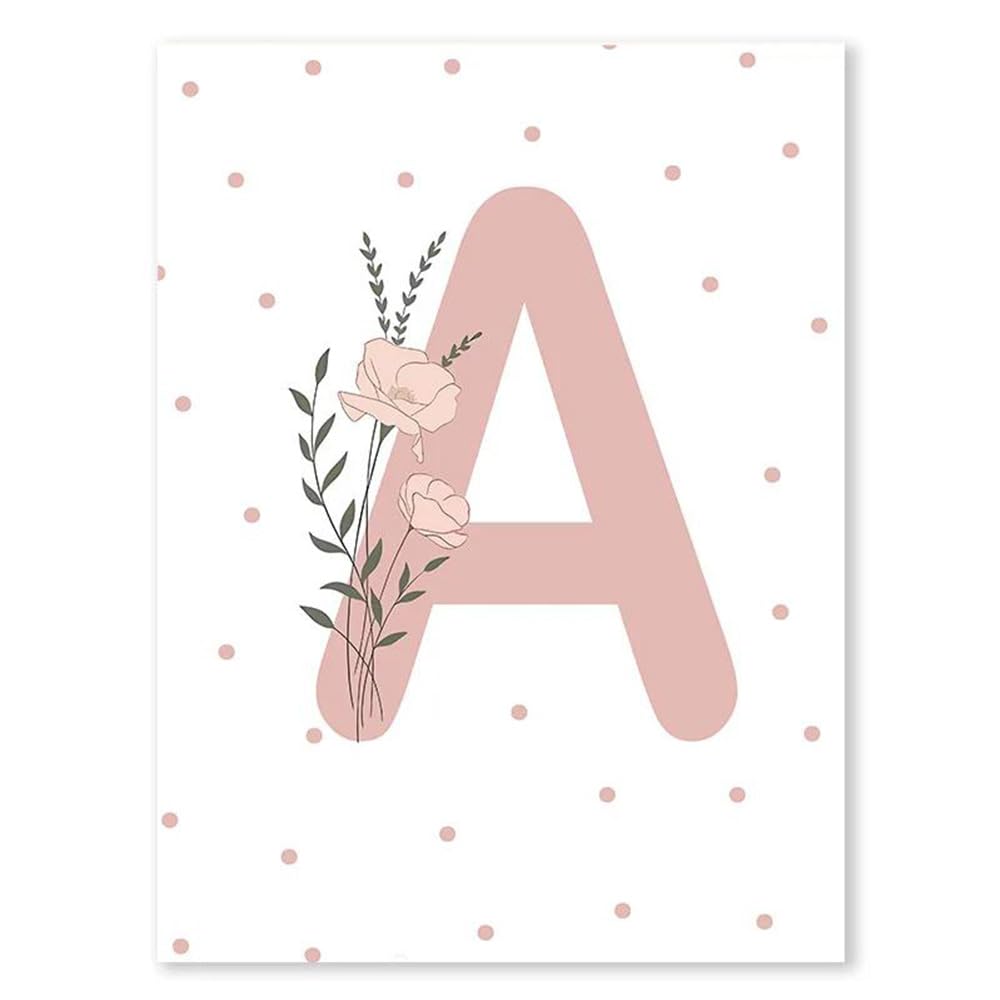BeiYiHo Cuadros Habitacion Niña Láminas Infantiles Niña 50x70 Cuadros Decoracion Bebe Niñas Laminas Decorativas Pared Infantiles Personalizadas Nombre Cuadro Bebe Rosa Lienzo Poster Decoracion