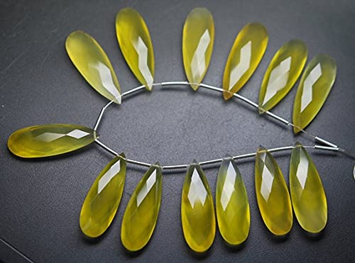 Paire de chalcédoine mango facettée de haute qualité en briolettes 10x30mm pour joaillerie