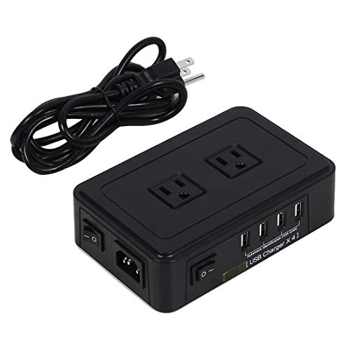Dsnmm AC 95-240V p-lug 2 Outlet 4 USB Ports Smart Charging s-ocket 5ft Cable Black