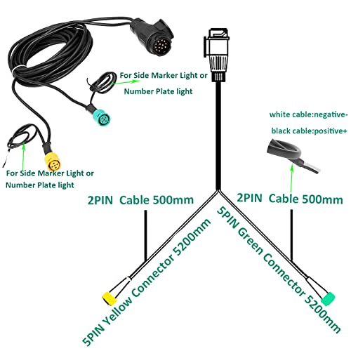 DARKGUARD Rückleuchten Anhänger Satz Led 12v,Rücklicht Heckleuchten Anhänger Led Verkabelt mit 13 poligem Stecker - 5,2m Kabel- 2x 5poliger Bajonettverbindung E4 Prüfzeichen 7Funktion Wasserdicht – Bild 8